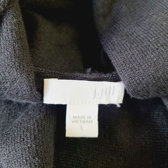 J. Jill Tunic Sweater L Black Knit Cowlneck Long Sleeve Hi/Low Pullover - Picture 7 of 10
